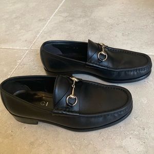 Authentic Gucci Men's Horsebit Black Leather Loafer
